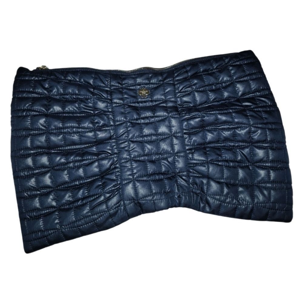 Kate Spade Quilted Puffer Bow shaped Wristlet Bag Case Navy Blue